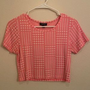 Topshop Size 6 pink and white checkered crop top